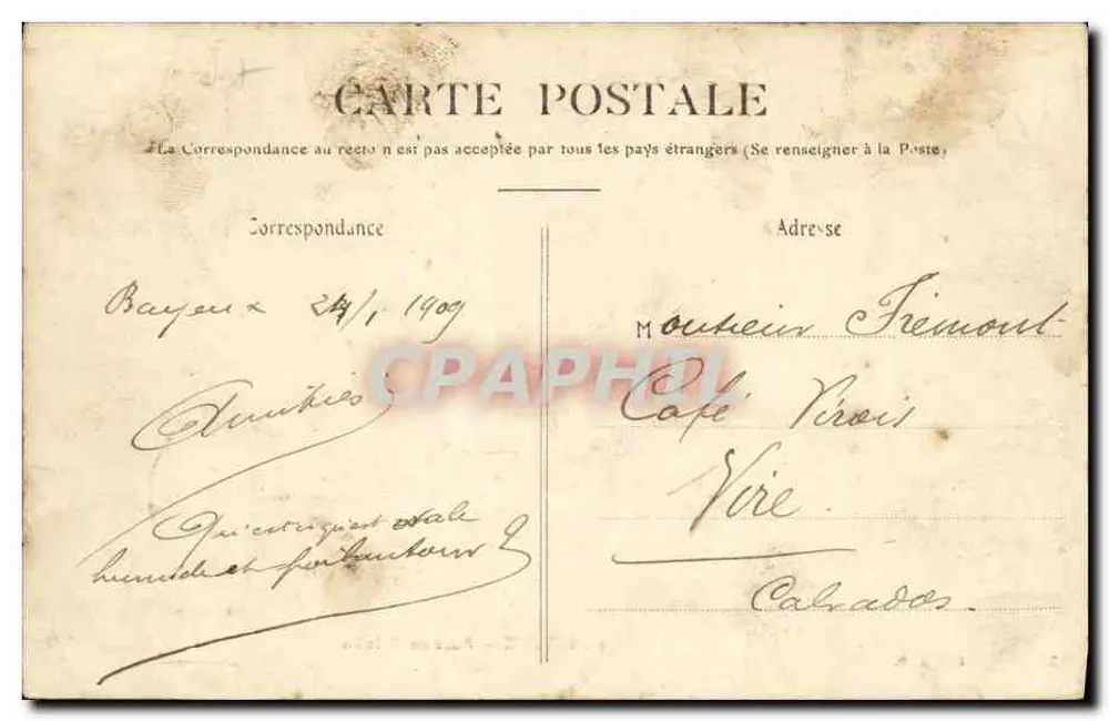 Bayeux — Place do Castelo — editor R.D. n°95 - Verso