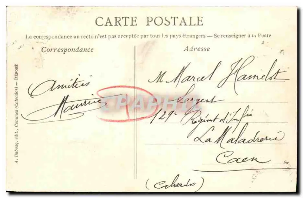 Bayeux — Viadukt der Aure und Blick auf die Kathedrale — A. Fribong, Verleger, Déroué - Rückseite