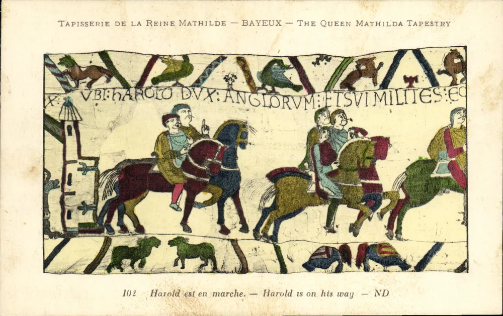 Teppich der Königin Mathilde — Bayeux — Der Teppich der Königin Mathilde — Harold marschiert - Vorderseite