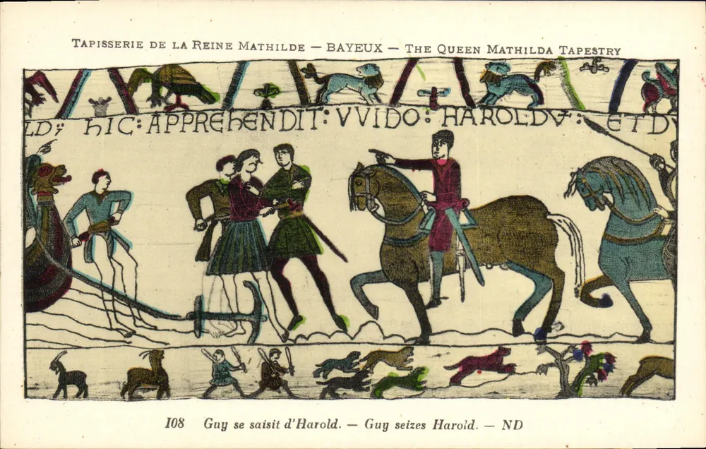 Tapisserie der Königin Mathilda — Bayeux — Szene: Guy fängt Harold - Vorderseite