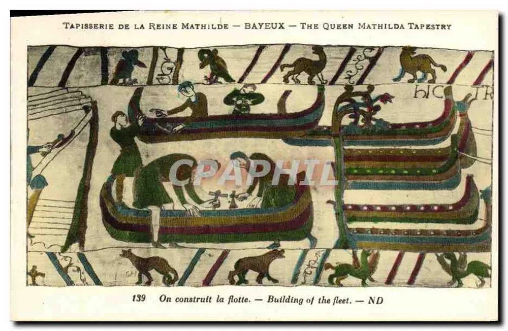 Tapisserie der Königin Mathilde — Bayeux — Szene: Bau der Flotte — Nr. 139 - Vorderseite