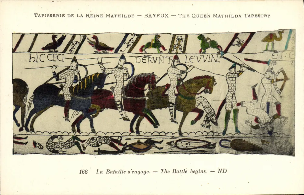 Tapisserie der Königin Mathilde — Bayeux — Die Tapisserie der Königin Mathilde — Der Kampf beginnt - Vorderseite