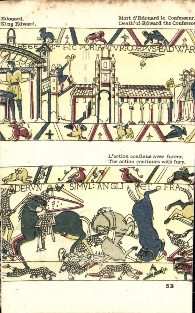 Tod des Edward der Bekenner — historische Szene — Bayeuseaine Buchhandlung Ch. Tostain - Vorderseite
