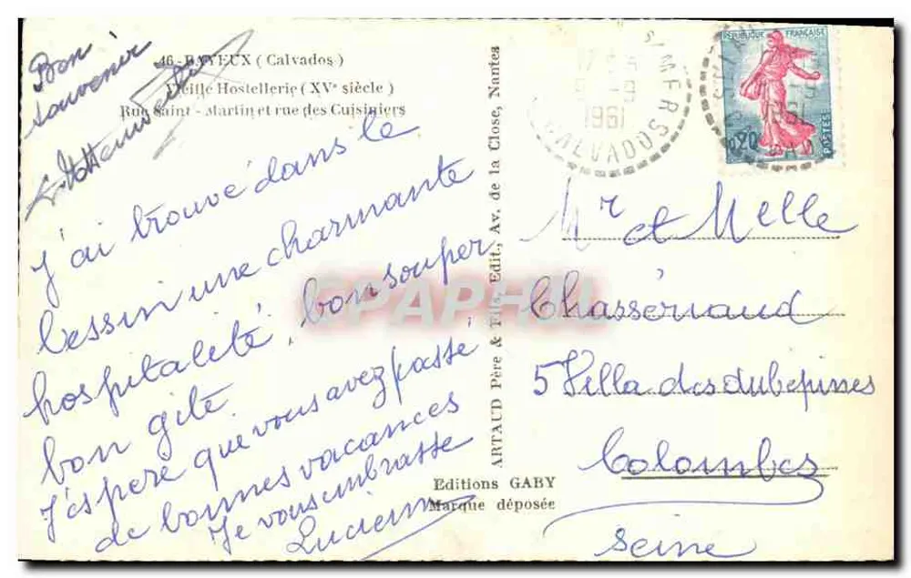 BAYEUX — Velha Hostelleria (século XV) — Edições Gaby - Verso