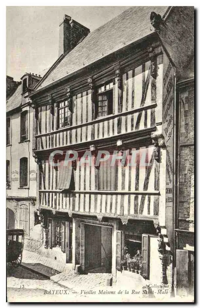 Bayeux — Alte Häuser in der Straße Saint-Malo — Sammlung J. Prou - Vorderseite
