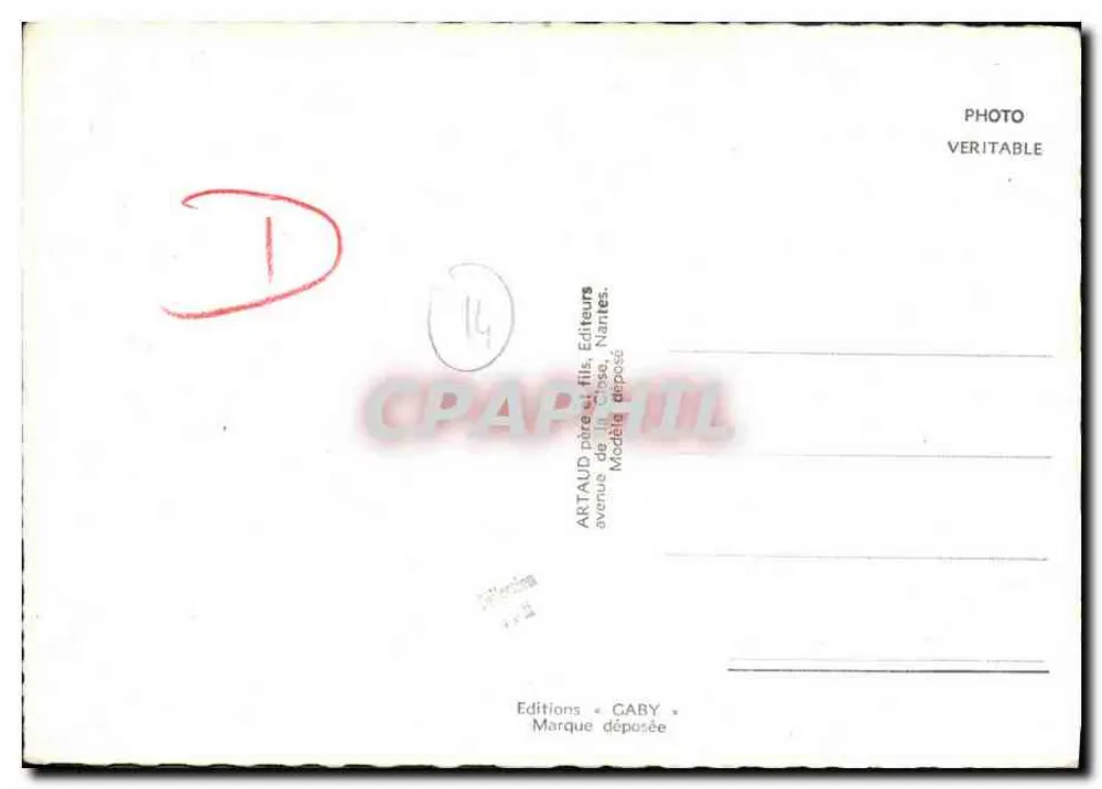 Bayeux — Vista geral, catedral, igreja Saint-Patrice, praça de Gaulle, velha hospedaria — Edições ARTAUD père et fils, Nantes - Verso