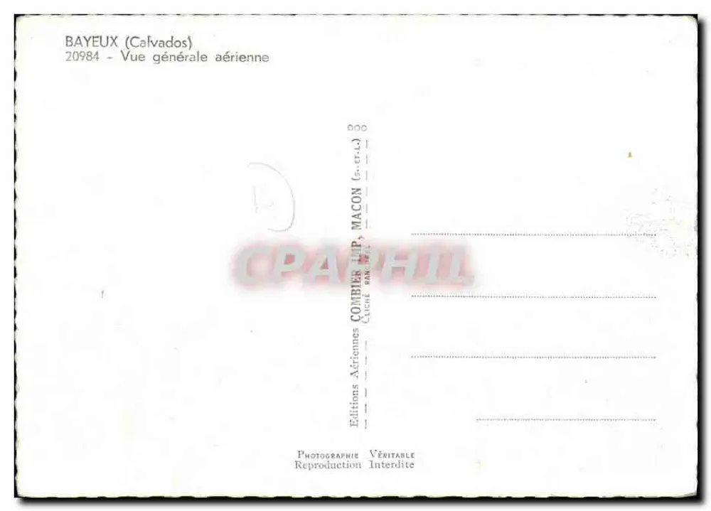 Bayeux — Ogólny widok z lotu — Wydawnictwo Aériennes Combier (s.-et-L.) - Rewers