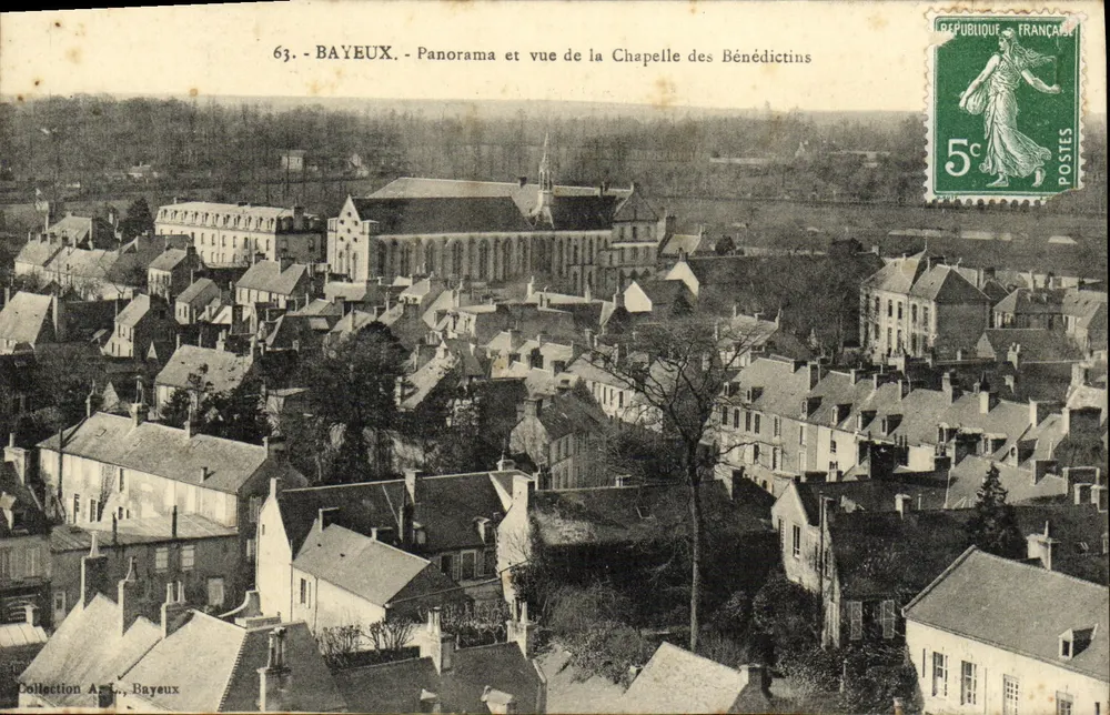 Bayeux — Panorama und Ansicht der Benediktinerkapelle — Sammlung A.M.L. Bayeux - Vorderseite