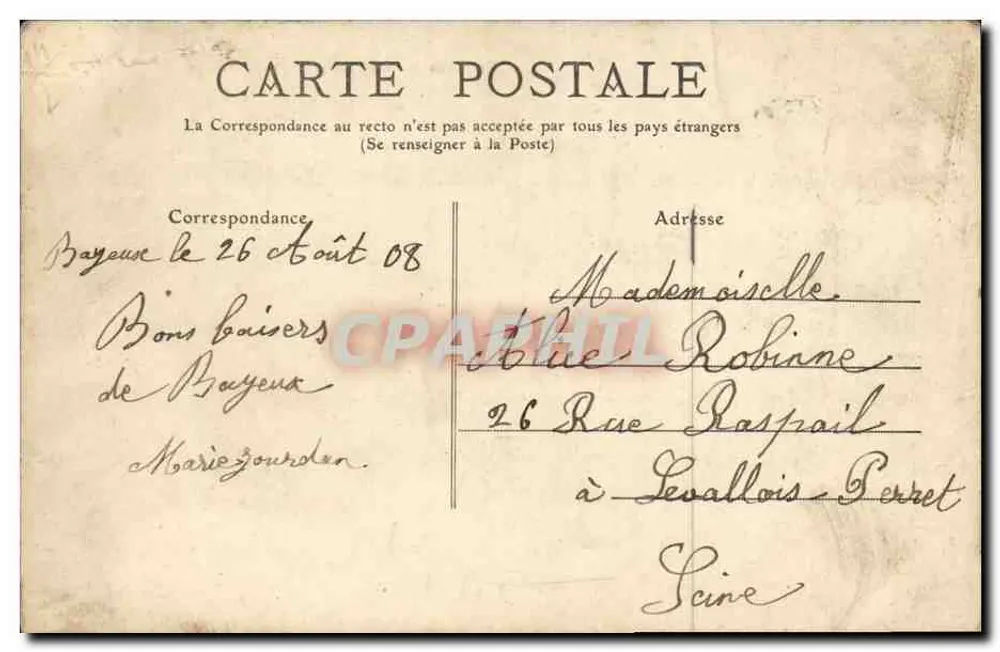 Bayeux — l'Abreuvoir — éditeur imprimeur non visible, n° de série 305 - Rewers