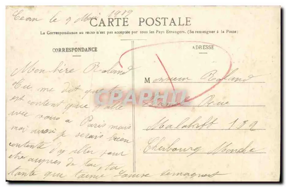 Die Lanterne des Mannes aus Falaise — Karnevals-Szene mit gedrucktem Text — Verlag: Cholot, Falaise - Rückseite