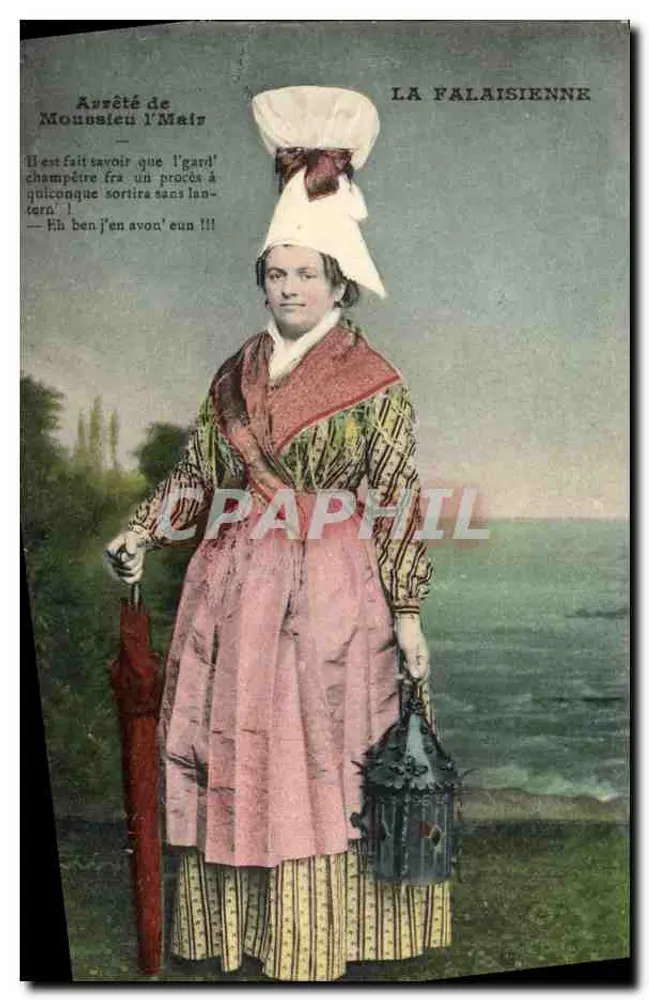 La Falaisienne — traditionelles Kleid — A. Duboq, Calvados - Vorderseite