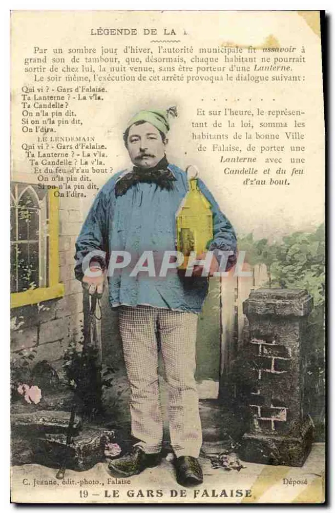 Le Gars de Falaise — Légende de la lanterne — C. Jeanne, edit.-foto., Falaise - Anverso