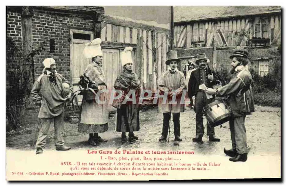 Die Jungs von Falaise und ihre Laternen — Ran, plan, plan, plan — Sammlung P. Bunal, Fotograf-Verleger, Vimoutiers (Orne), Nr. 614 - Vorderseite