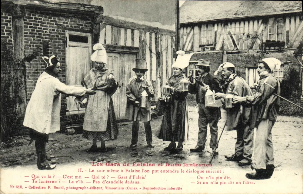Die Männer von Falaise und ihre Laternen — II. — Sammlung P. Bunel, Fotograf-Verleger, Vimoutiers (Orne) — N° 648 - Vorderseite