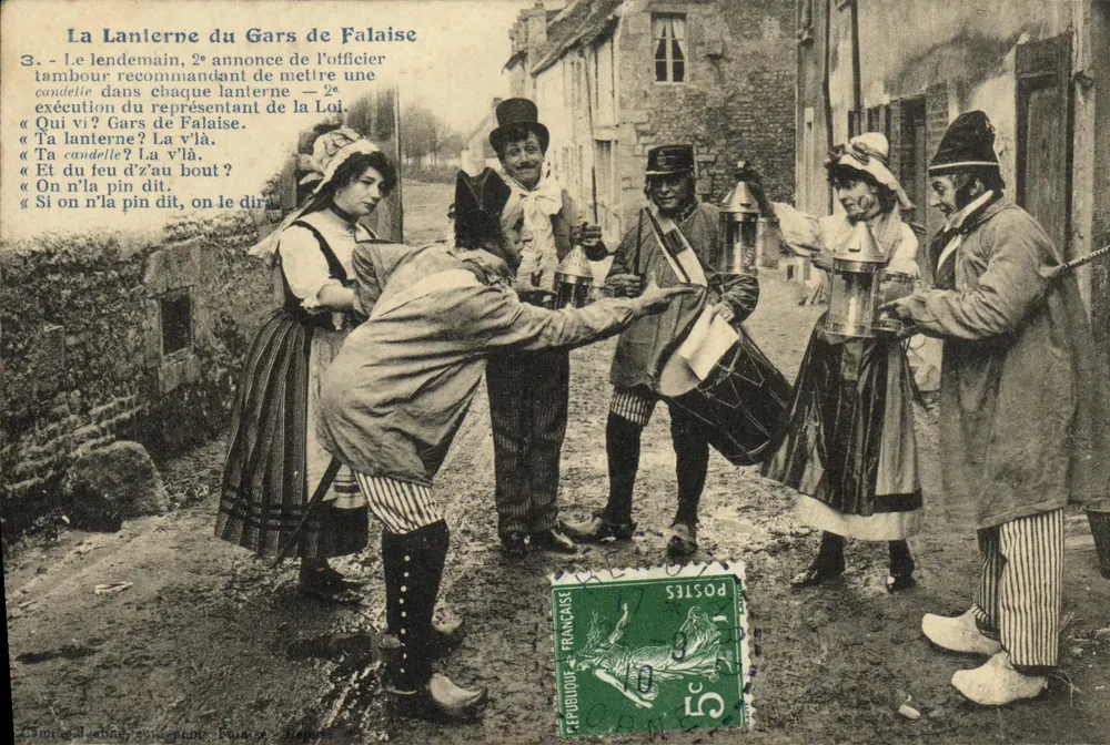 Die Laterne des Mannes aus Falaise — Karnevals-Szene — Verlag Camille Jardin, Nr. 3 - Vorderseite