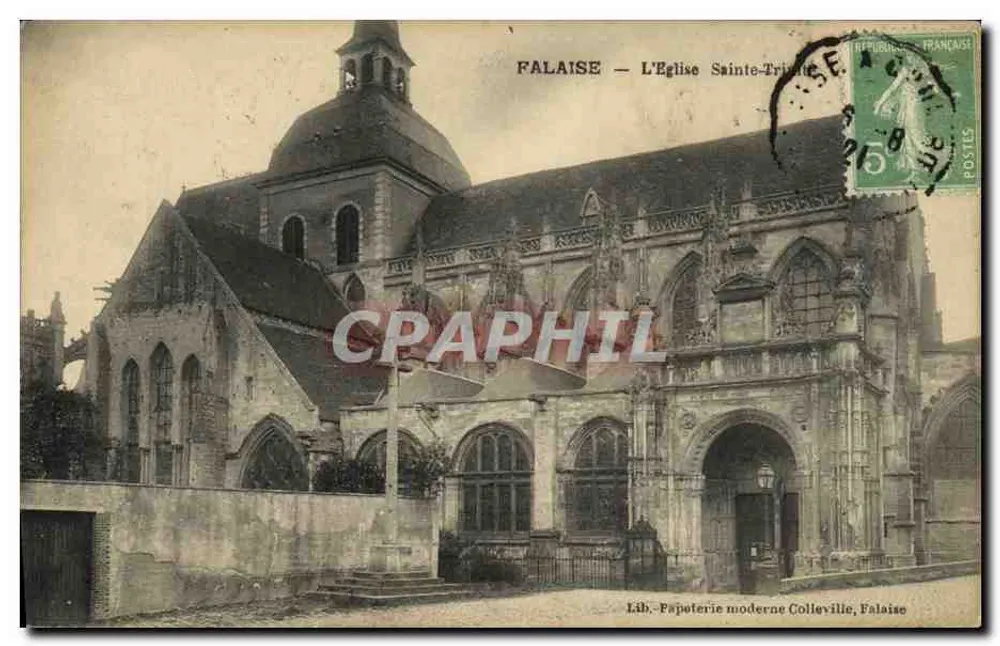 Falaise — A Igreja da Santíssima Trindade — Lib. Papeterie moderne Colleville, Falaise - Frente