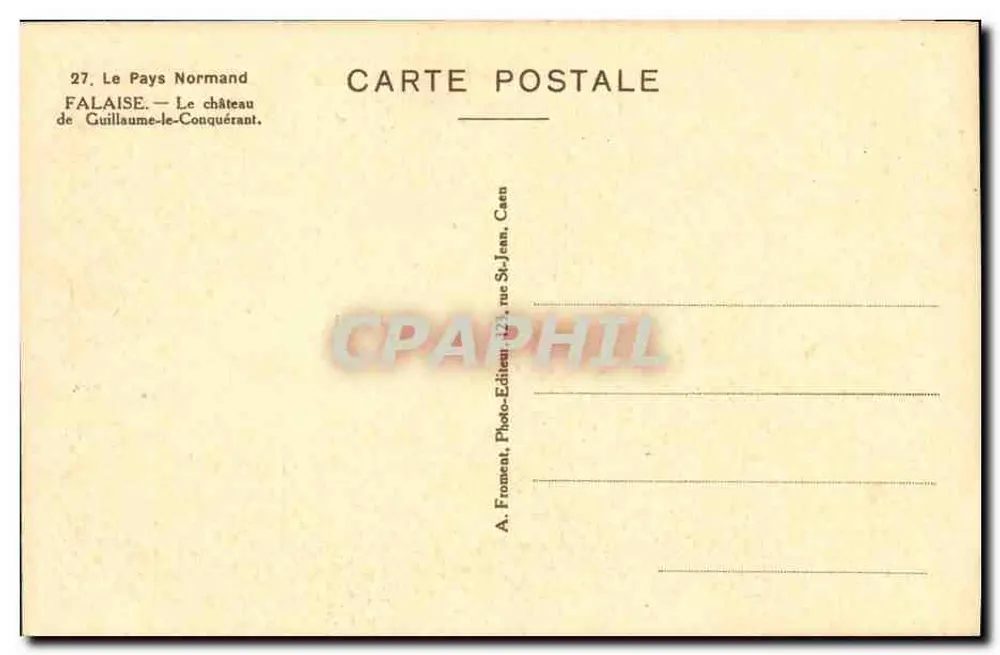 Falaïse — Schloss William der Eroberer — A. Froment, Caen - Rückseite