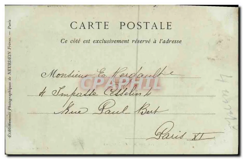 FALAISE — Das Schloss, Aufnahme aus den Bercagnes — Verlag: Établissements Photographiques de NEURDEIN, Paris - Rückseite