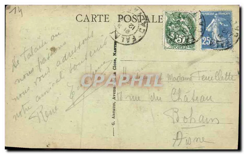 Falaise - Entrada do Castelo — editor G. Arnaud, n°29 - Verso