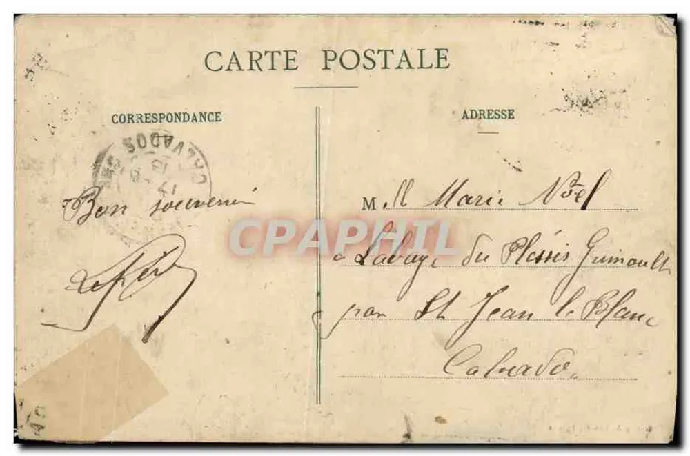 Falaise - Rue du Pavillon — vue de la rue avec piétons, éditeur A. Vaussay, n°13 - Verso