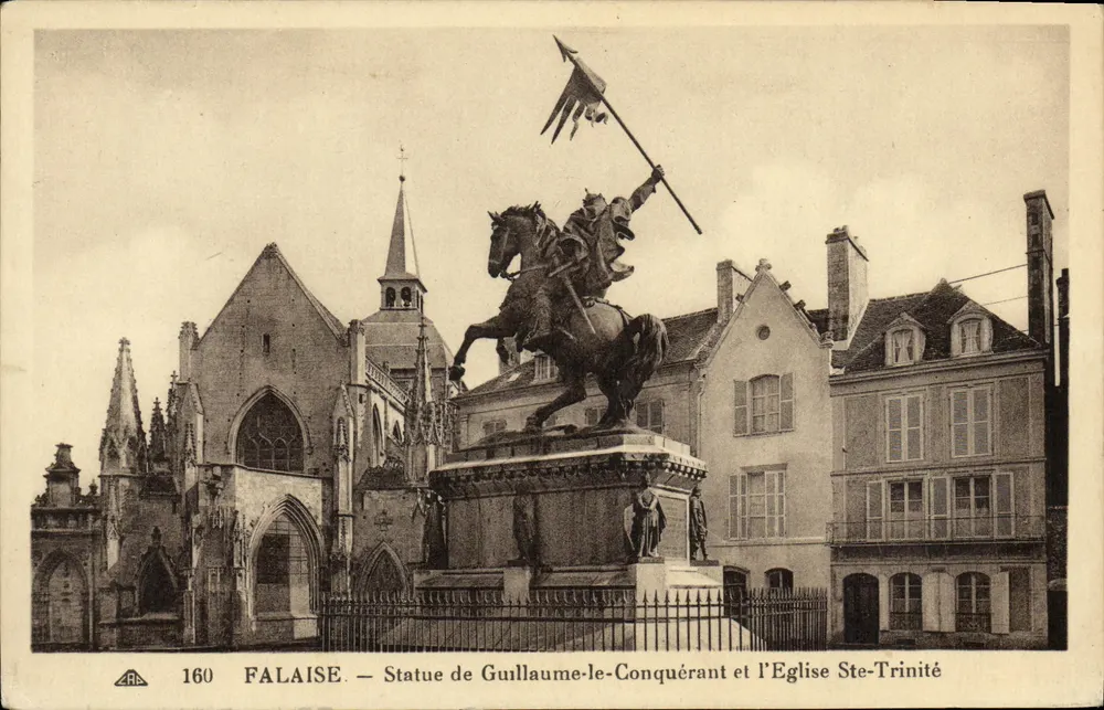 FALAISE — Statue des Wilhelm der Eroberer und Kirche Ste-Trinité — C° des Arts des Arts Photomecâniq. de Strasbourg, n° 160 - Vorderseite