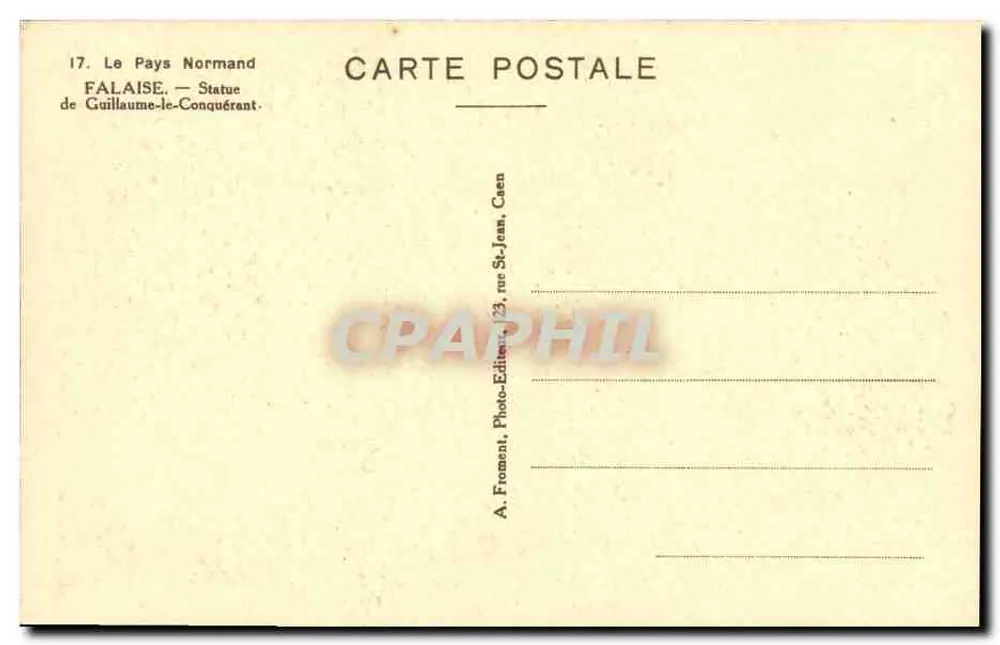 Falaise — Statua di Guglielmo il Conquistatore — A. Fromont, Caen - Verso