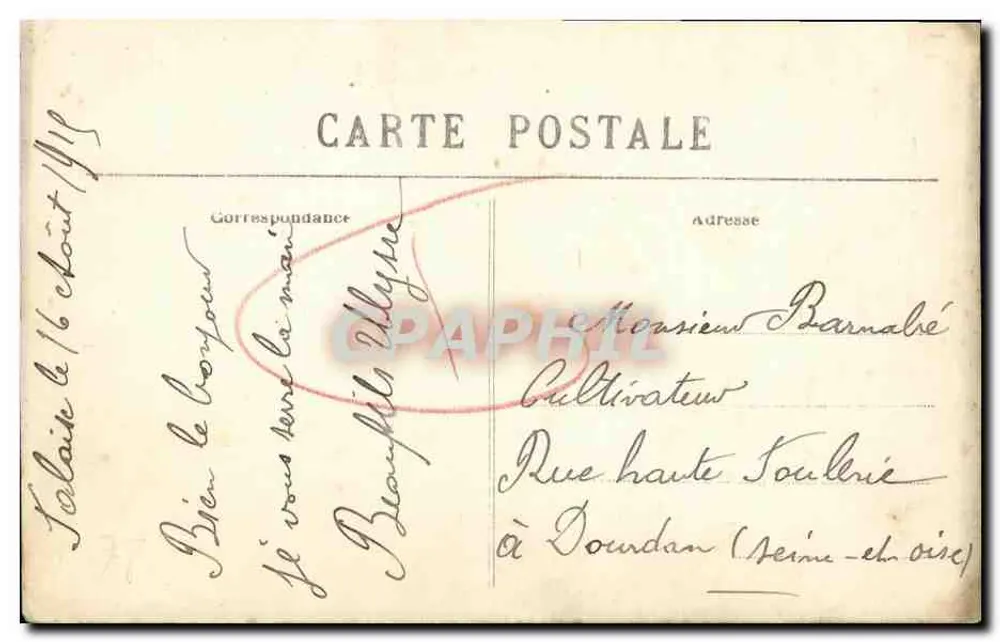 Estátua de Guilherme o Conquistador em Falaise — C. Jeanne, edição fotográfica Falaise, n°91 - Verso