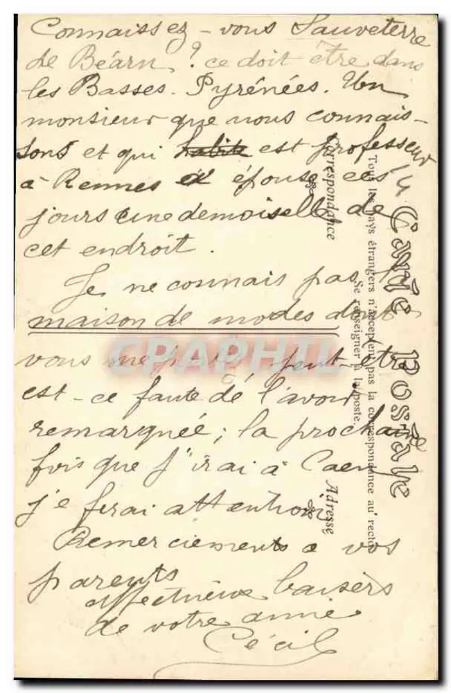 FALAISE — A Estátua de Guilherme o Conquistador — Editor R.D. Piot, n° S31504 - Verso
