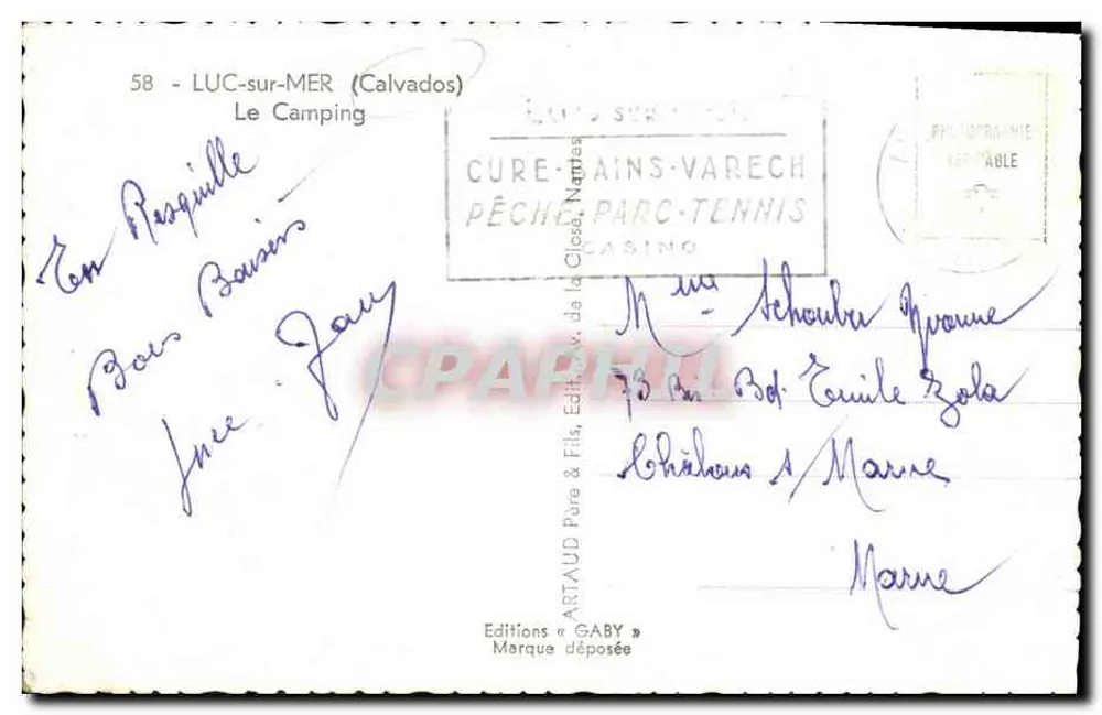 Luc-sur-Mer — O Camping — Edições Gaby - Verso