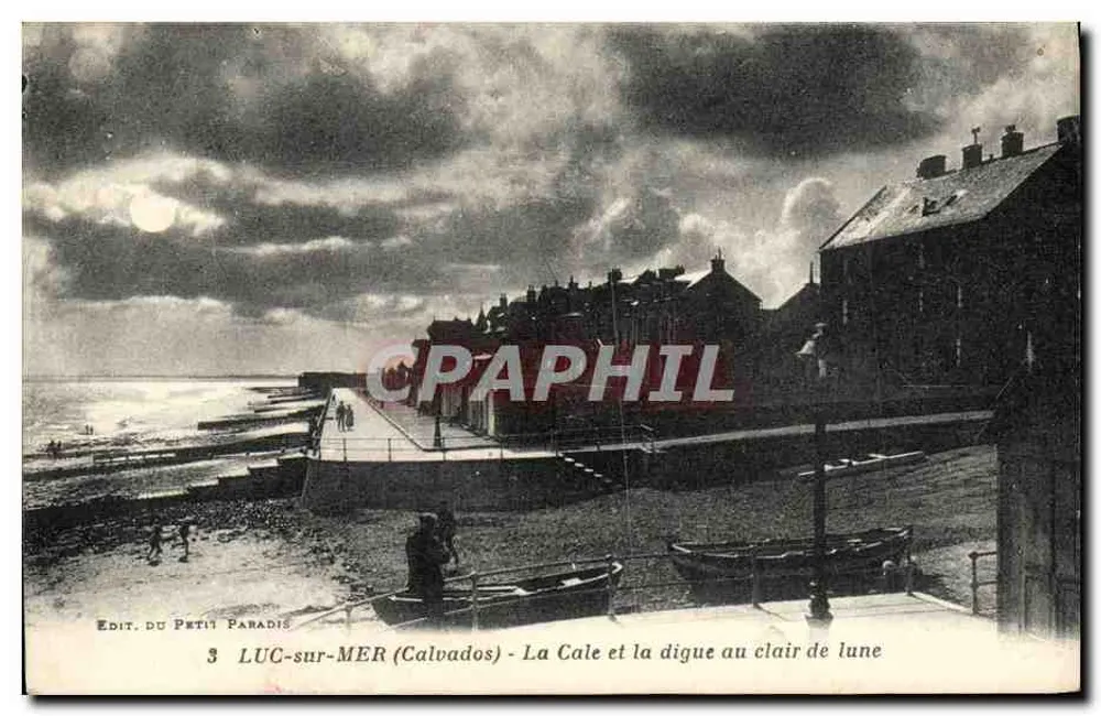 LUC-sur-MER (Calvados) - Die Cale und der Deich im Mondlicht — Edit. du Petit Paradis Nr. 3 - Vorderseite