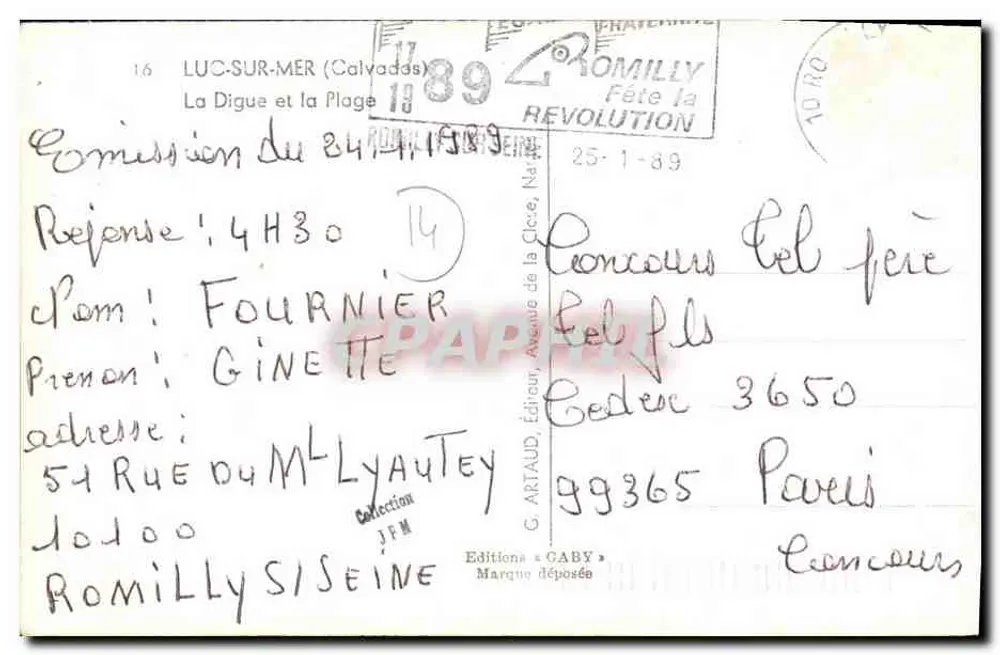 Luc-sur-Mer — A Digue e a Praia — Gaby Editor, n°16 - Verso