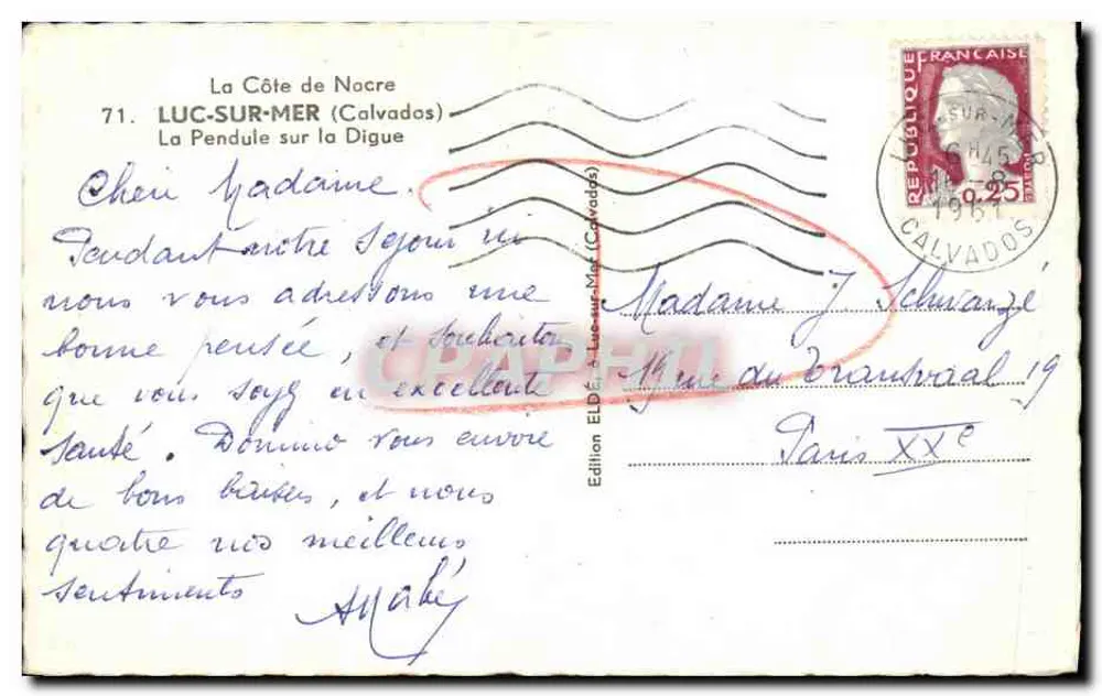 A Costa de Nocre — O Relógio na Dique — Edição ELDÉ (Calvados) n°71 - Verso