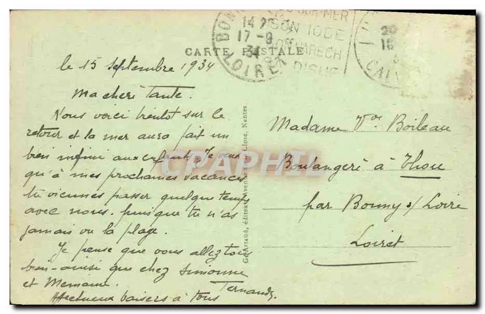 LUC-sur-MER — La Digue — éditeur G. Béroud, n° 43 - Verso