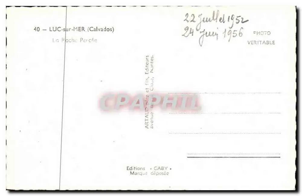 La Roche Percée — Luc-sur-Mer (Calvados) — Edições Caby - Verso