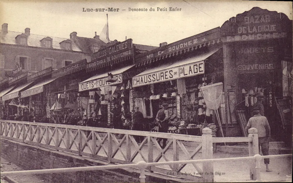 Luc-sur-Mer — Bajada del Pequeño Enfor — Edit. Bouchez, Bazar de la Digue - Anverso