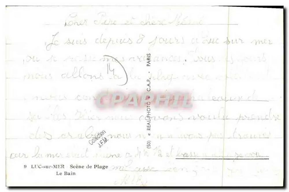 LUC-sur-MER — Cena de Praia — C.A.P. (n°9) - Verso