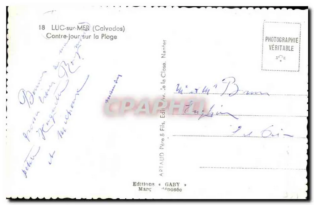 Luc-sur-Mer (Calvados) — Contraluz na Praia — Edições Gaby, Nantes - Verso