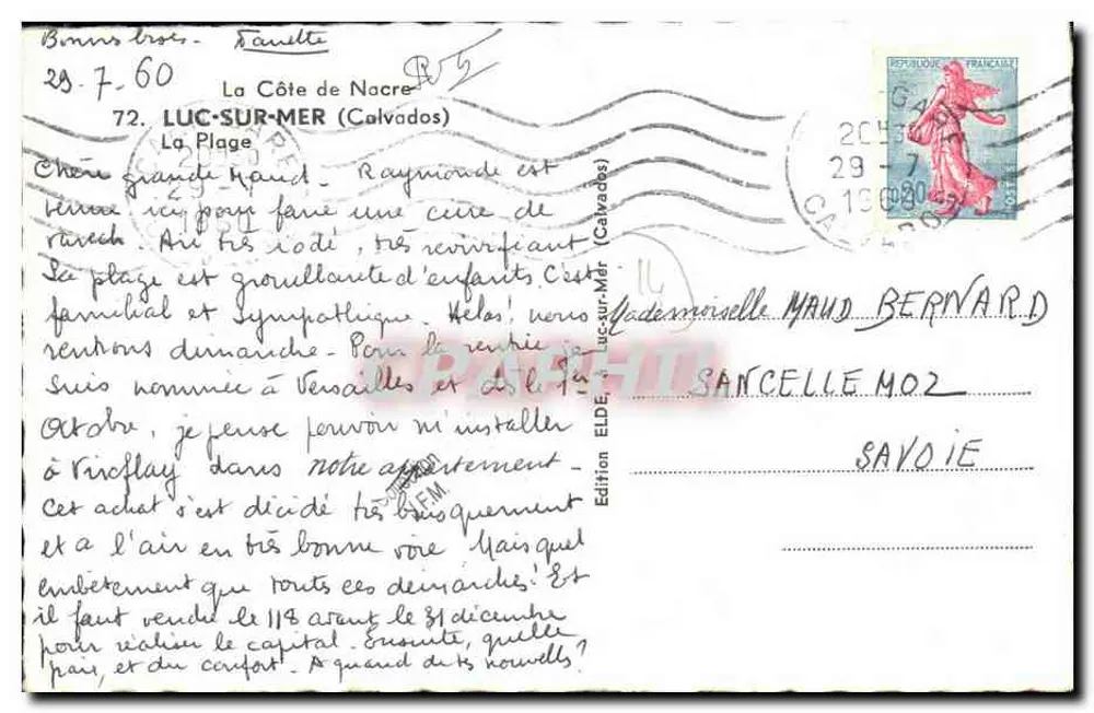 La Côte de Nacre — A Praia — Edição LUC-SUR-MER - Verso