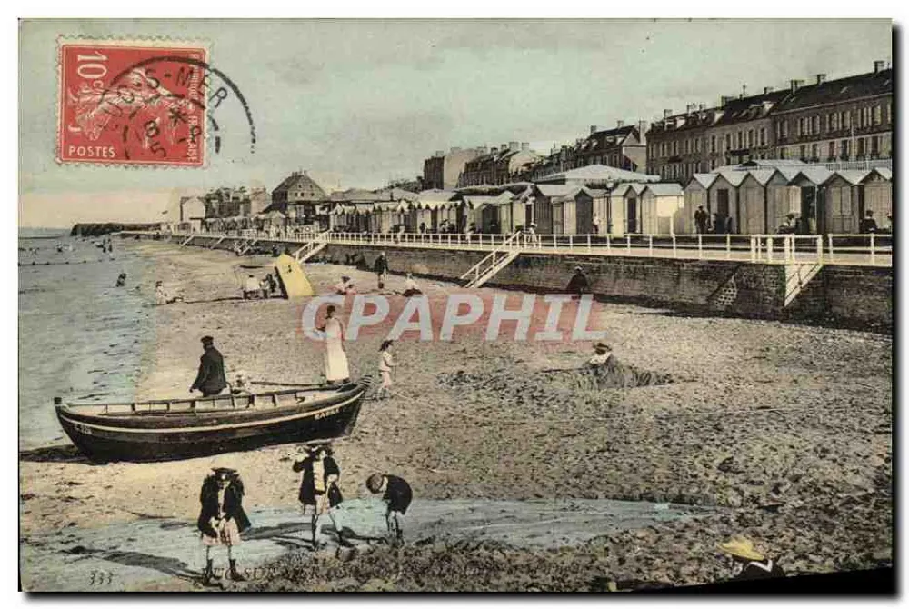 Praia de Saint-Malo — banhistas e cabines de praia — editor anônimo, n° 331 - Frente