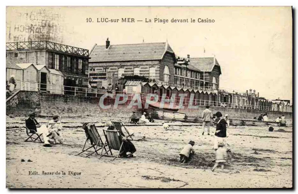 LUC-sur-MER — A Praia diante do Cassino — Edit. Bazar de la Digue - Frente