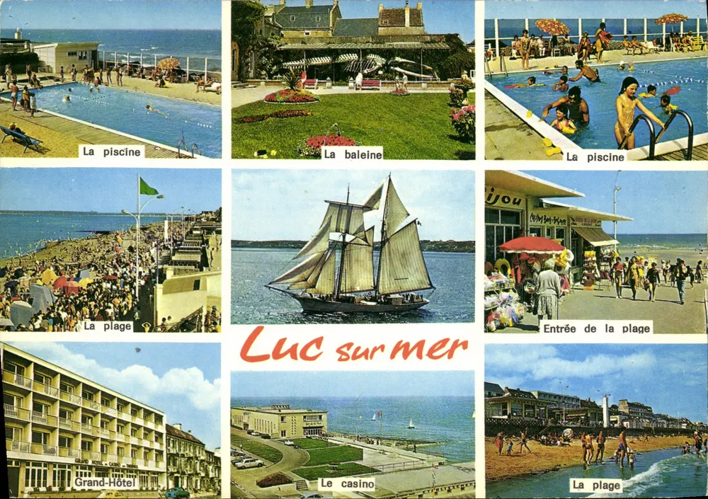Luc-sur-Mer — vista panorâmica com piscina, praia, hotel e cassino — Éditions Panazol - Frente