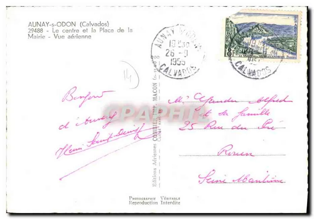 Aunay-s-Odon (Calvados) — Zentrum und Place de la Mairie — Aérienne Editions - Rückseite
