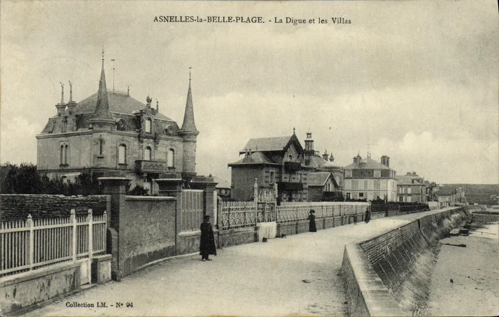 Asnelles-la-Belle-Plage — La Digue et les Villas — Collection LM, N° 94 - Recto