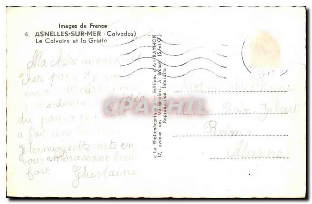 Asnelles-sur-Mer — O Calvário e a Gruta — Edições d'Art Raymon - Verso