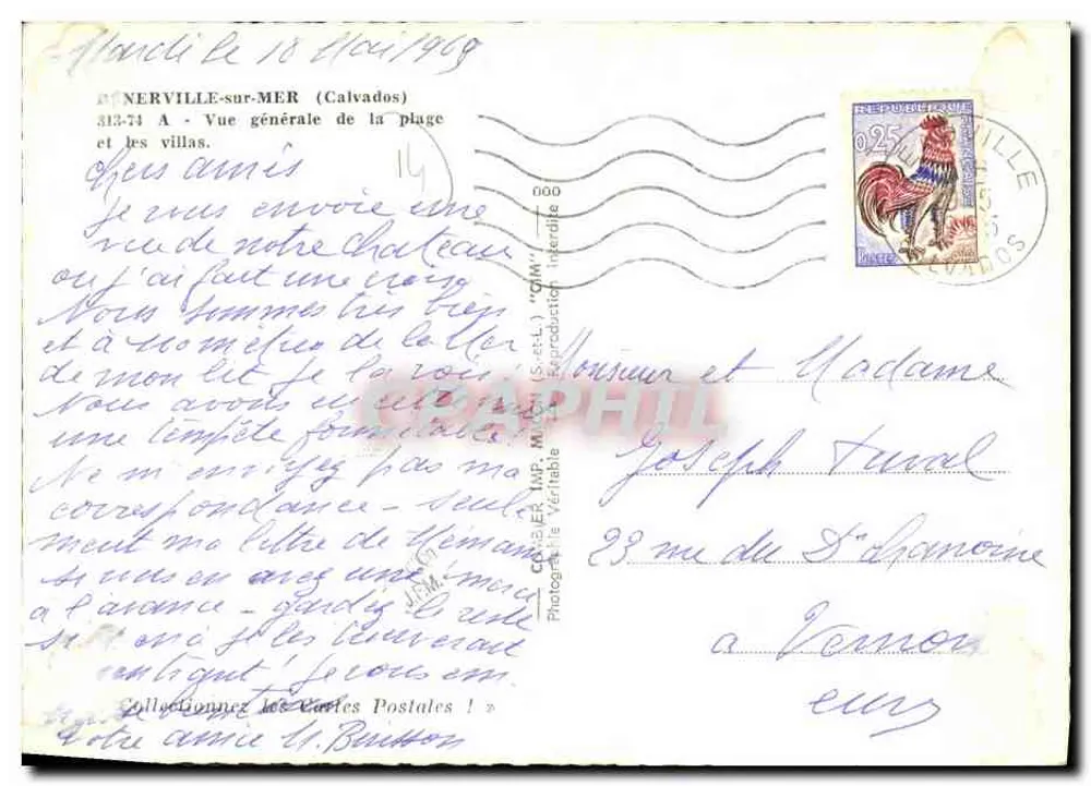 Nerville-sur-Mer — Vista geral da praia e as villas — Fot. M. M. (S. e L.) - Verso