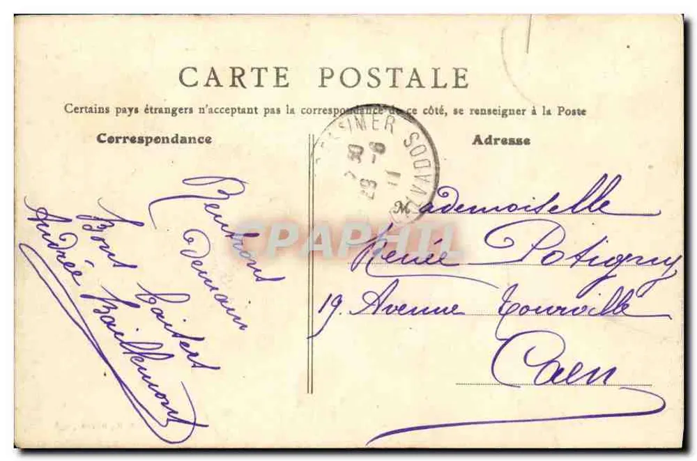 Bernières-sur-Mer (Calvados) — Die Schienenbarriere und der Schiffszeichenmast — B. F. Paris - Rückseite
