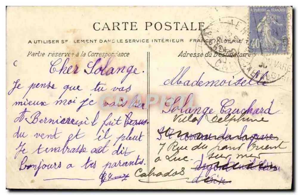 Bernières-sur-Mer (Calvados) — La Cassine — J. Brachet, Caen (Déposé) - Verso