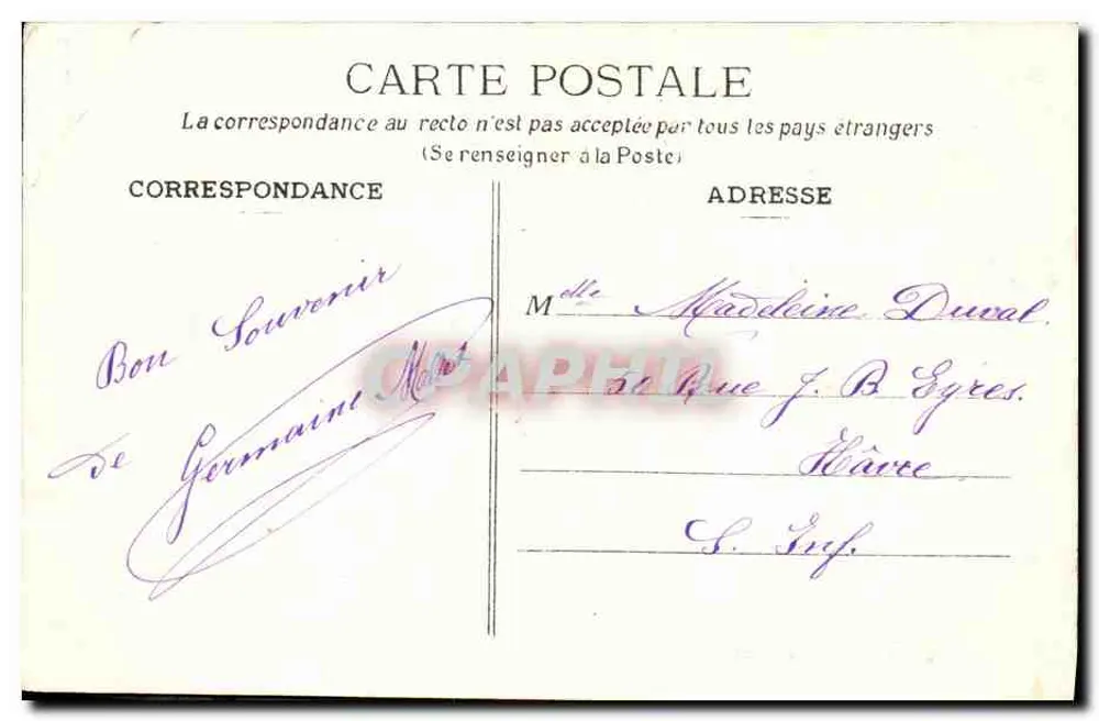 Vue prise de la Mer — Bernières-sur-Mer (Calvados) — E. Férón, éditeur, Caen. - Verso