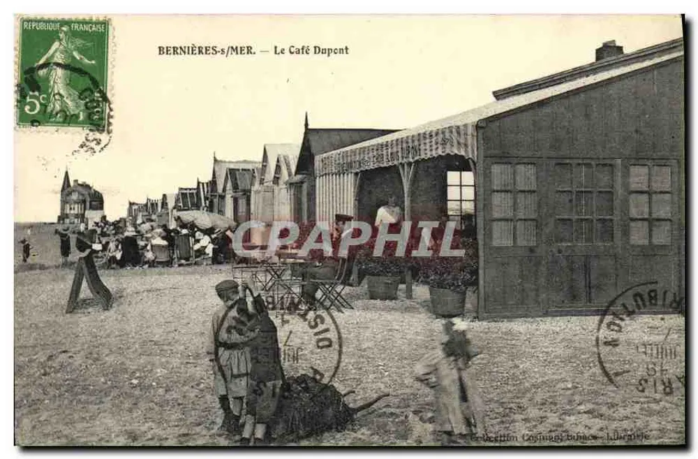 Bernières-sur-Mer — Le Café Dupont — éditeur G. Cognacq & L. Béchard - Recto