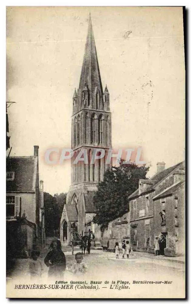 Bernières-sur-Mer — A Igreja — Edição Queuenel, Bazar de la Plage - Frente